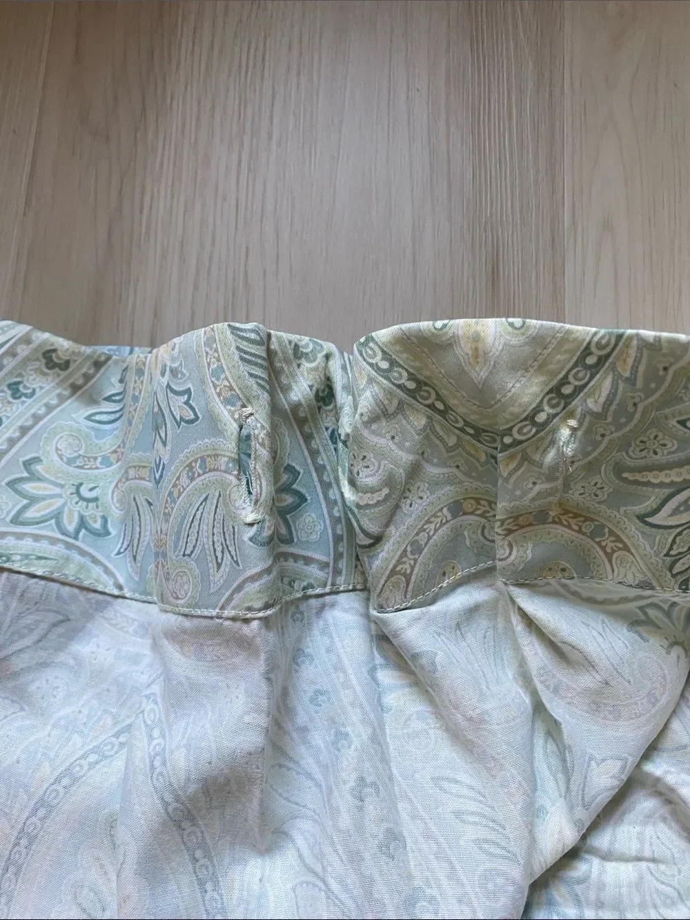 Raymond Waites Paisley Cotton Shower Curtain with Light Green Trim